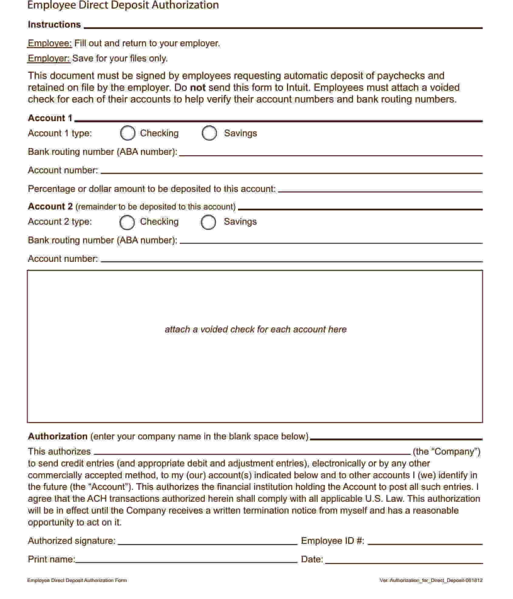 Directed Deposit Authorization Form