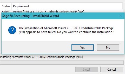 Sage 50 Installation Error